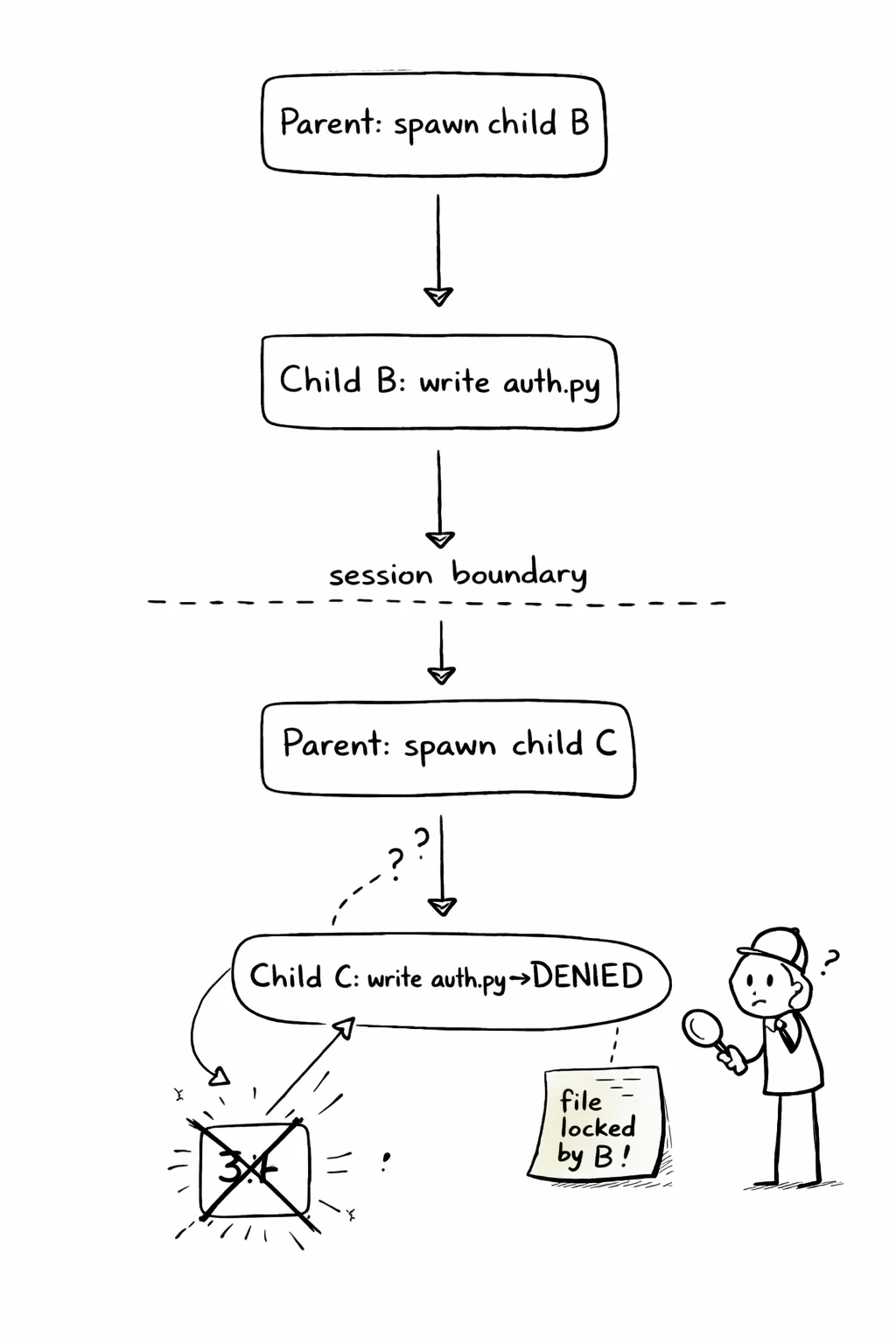 Causal chains that cross session boundaries